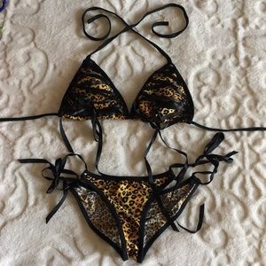Leopard print string bikini
